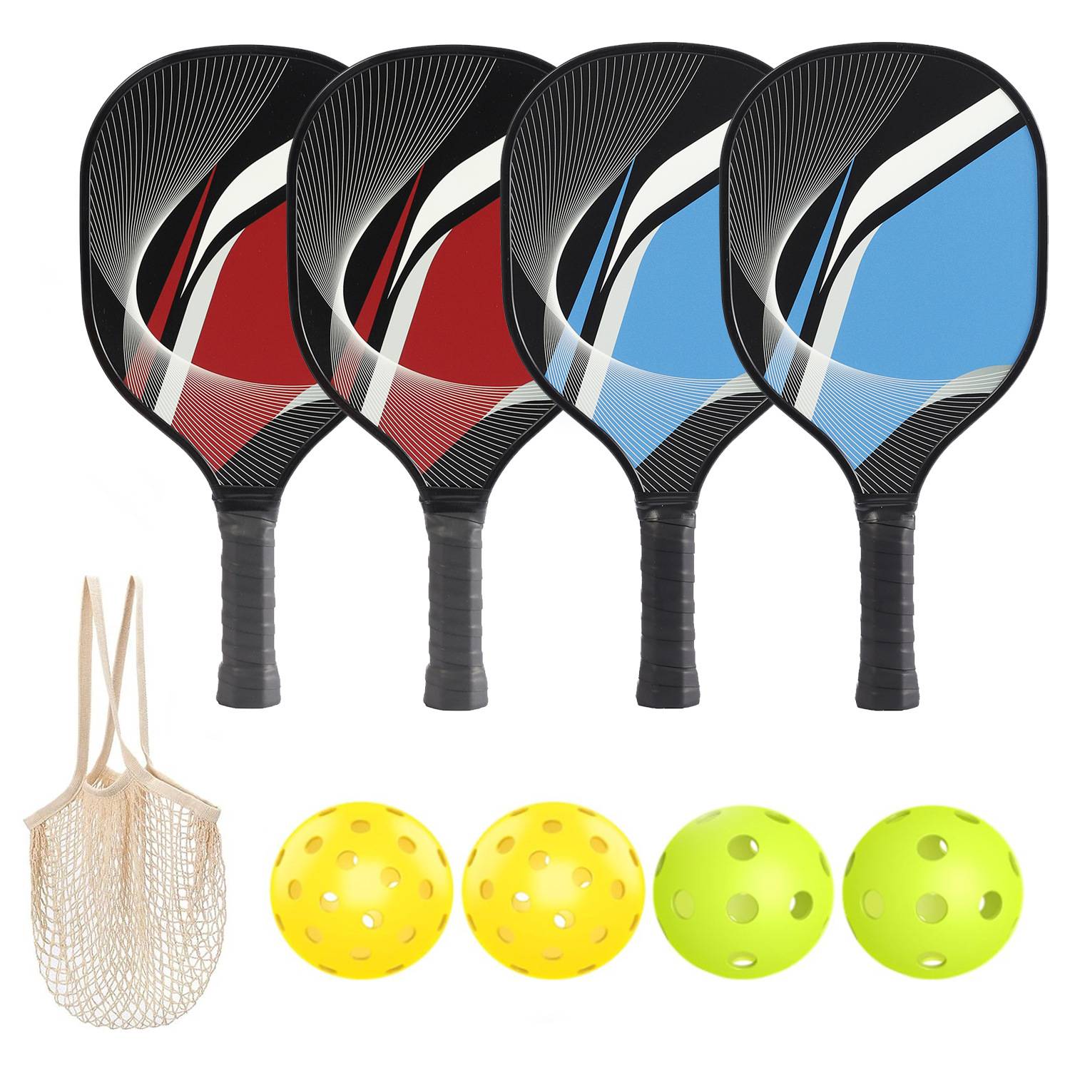 [Nine -layer poplars Pork Raiders] 4 rackets (border)+4 ball+1 net pocket [Model 7003]